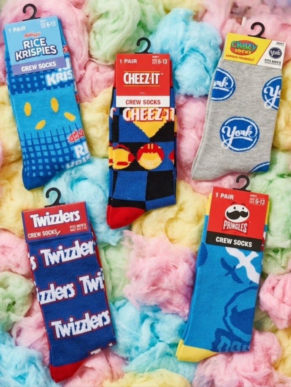 5 Snack Themed Crew Socks